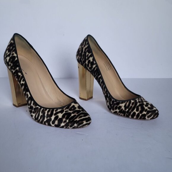 J. Crew Etta Cheetah Calf Hair Leather Preppy Pumps. Size 8 - Picture 1 of 8
